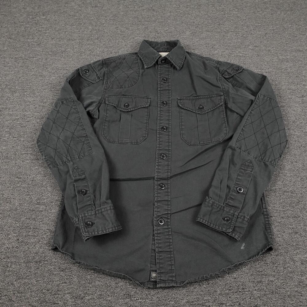 Denim & Supply Ralph Lauren Shirt Mens Small Gray Quilted Long Sleeve Button Up